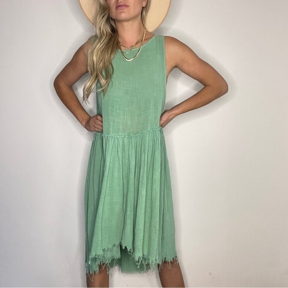 Free People Green Raw Hem Swing Dress - Picture 7 of 12